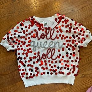 Queen of Sparkles Game Day short sleeve sweater. Brand new with tag.